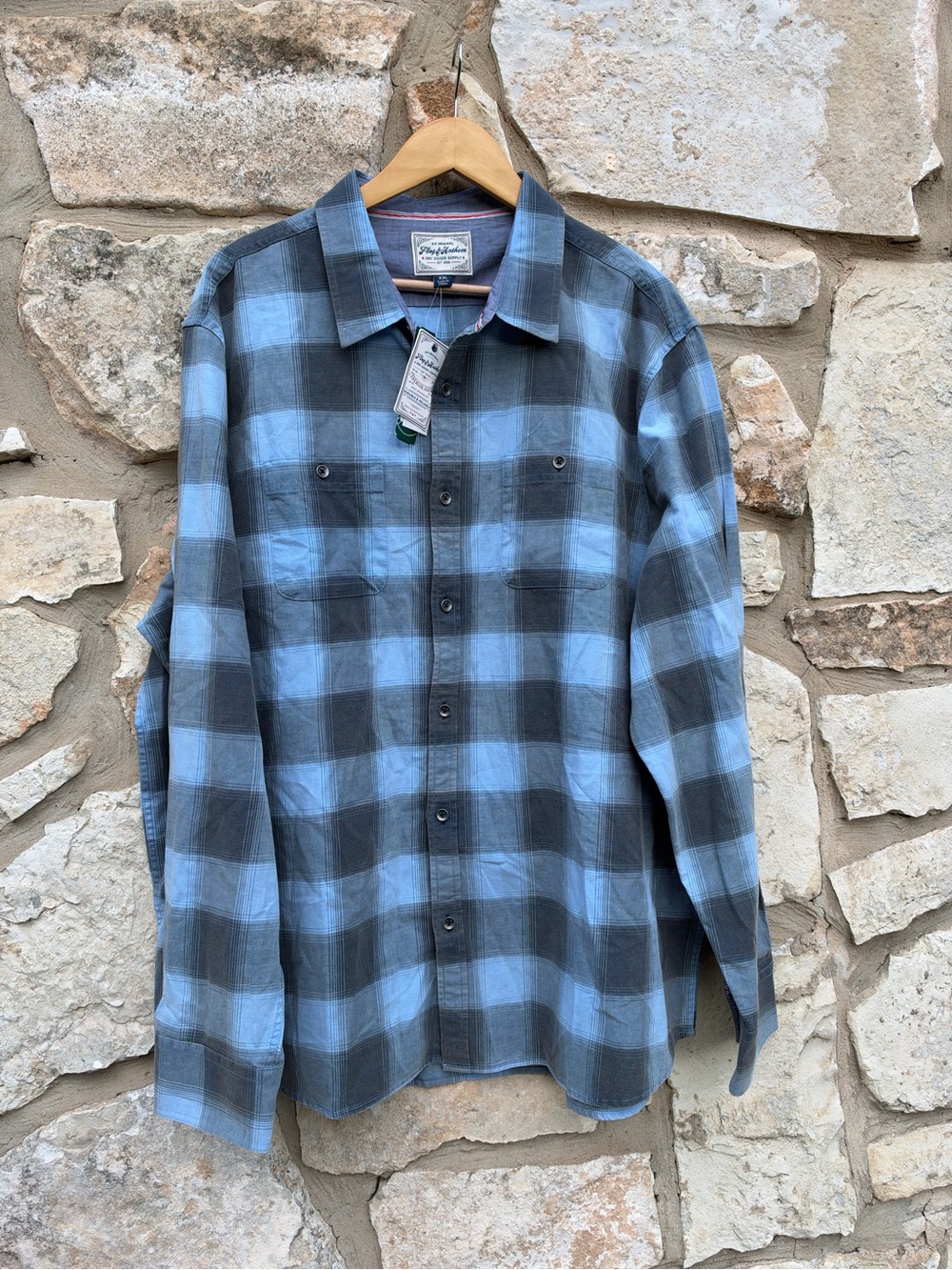 Flag & Anthem Men's Plaid Flannel Long Sleeve Button-Up Shirt size xxl NWT